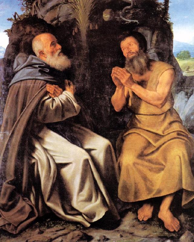 SAVOLDO, Giovanni Girolamo St Anthony Abbot and St Paul Sweden oil painting art